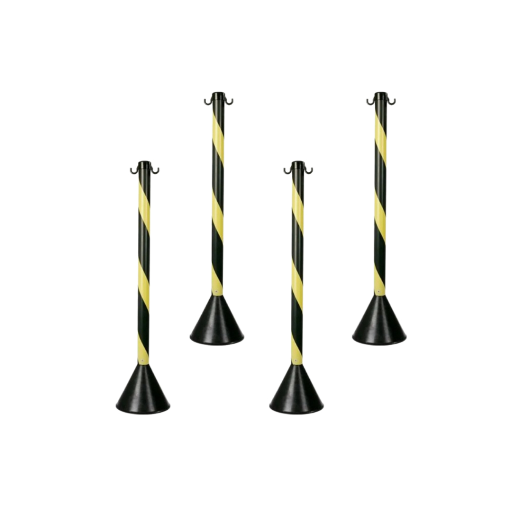 Pedestal de Sinalização Preto/Amarelo Kit Com 4