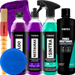 Kit Shampoo V-Floc Sintra Fast Pneu Pretinho Restaurax Vonixx