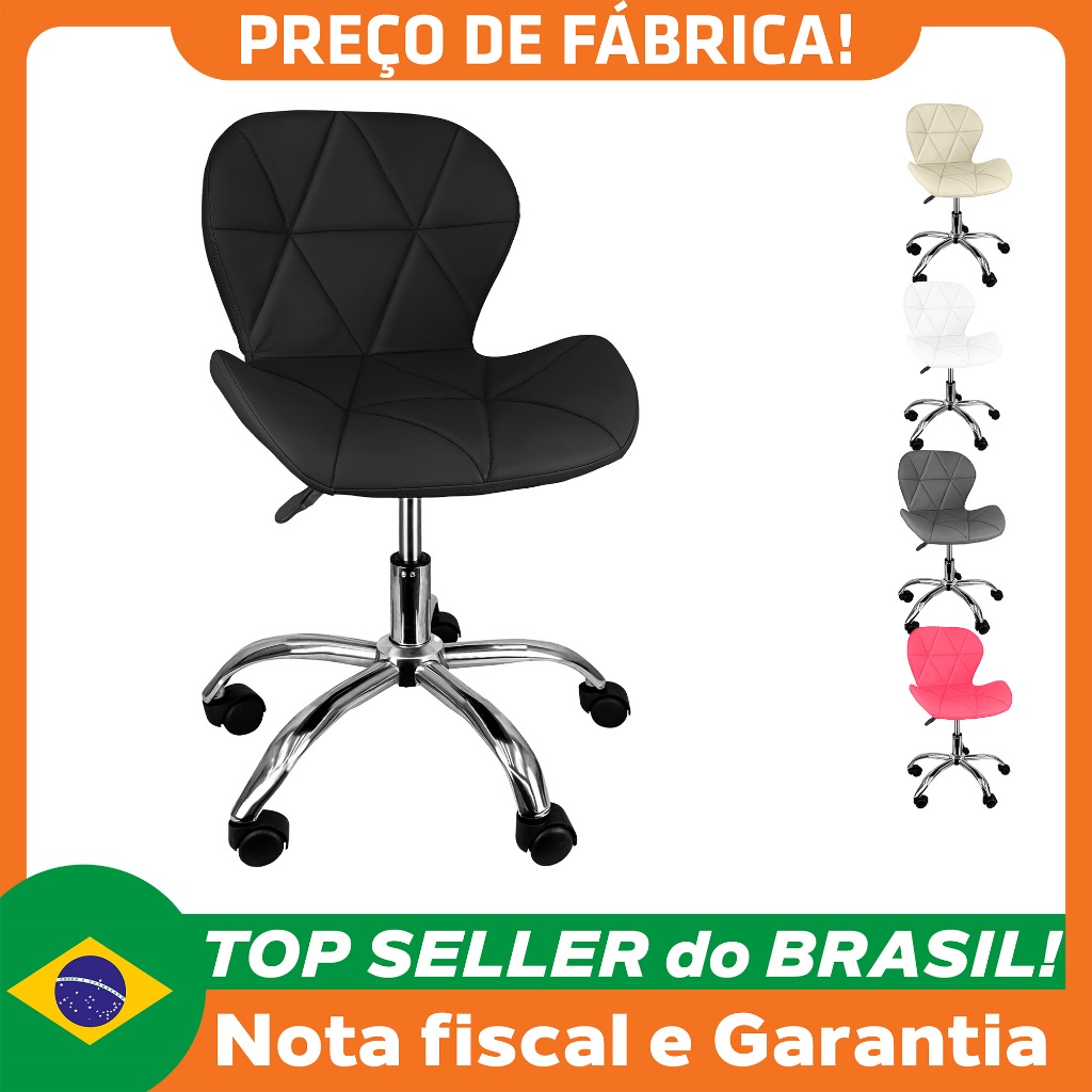 Cadeira Slim Office Estofada Base Giratória Cromada em Oferta na Shopee