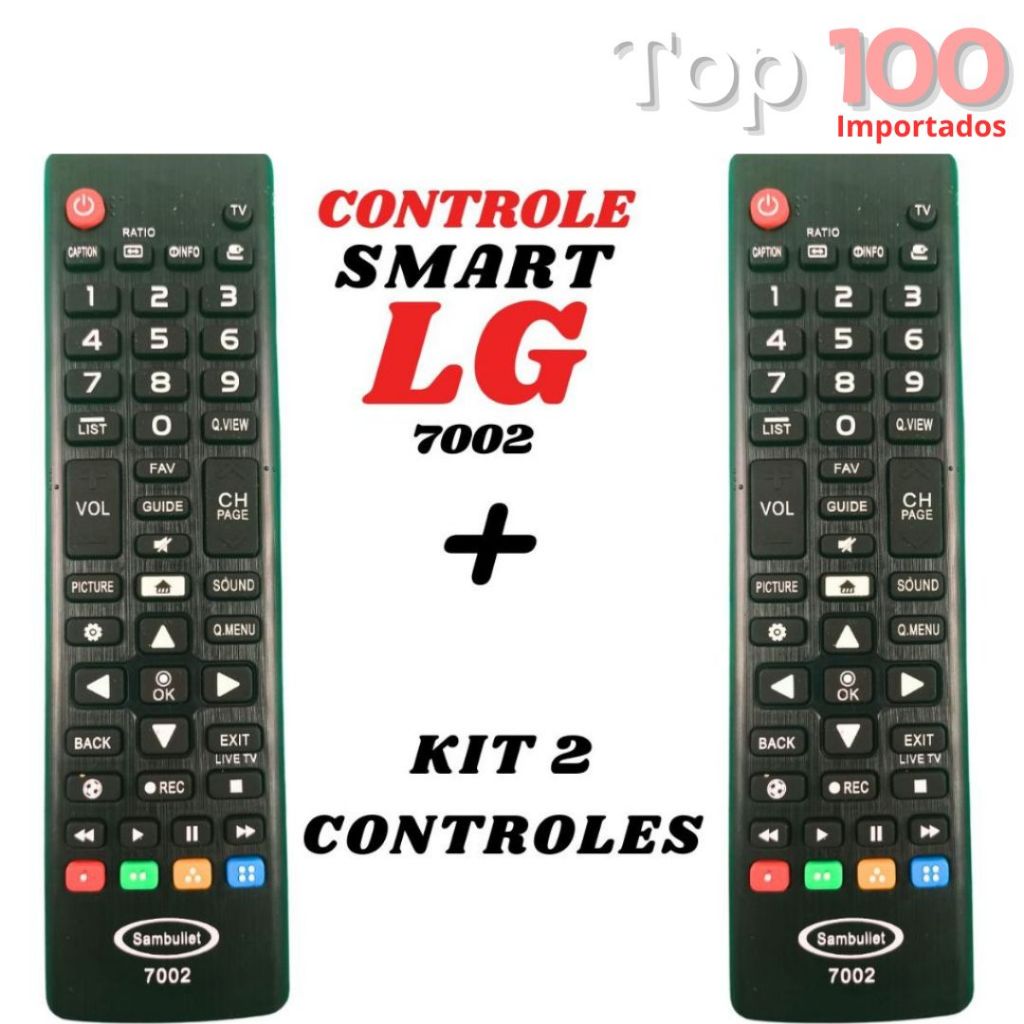 Controle Remoto LG Universal Compatível Com Smart Tv 4K LED LCD 32 40 43 50 55 65 Polegadas 7002