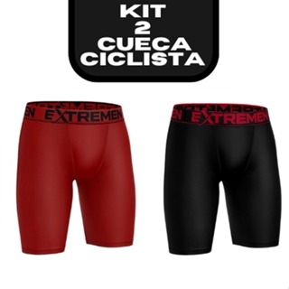 Kit 2 Cueca Box Ciclista Boxer Perna Longa Lisa Microfibra em Oferta na Shopee