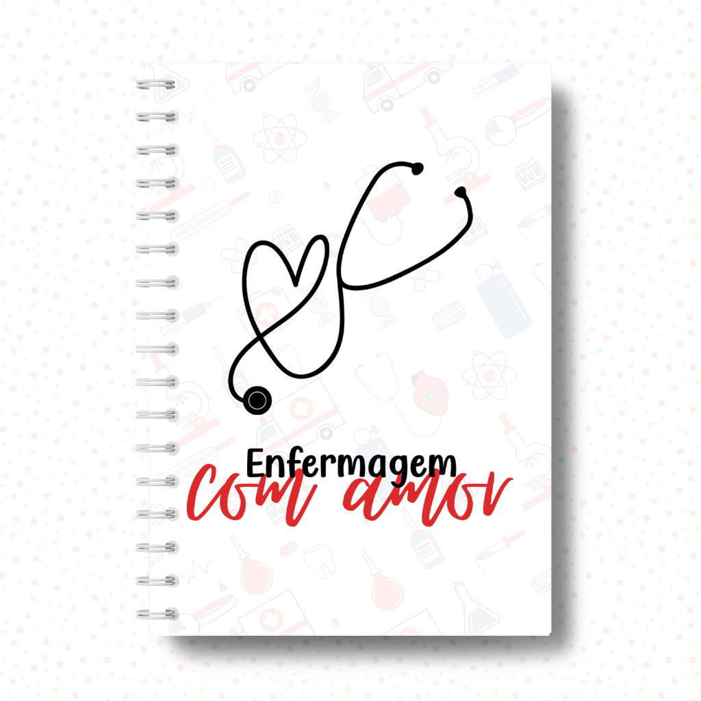Caderno Capa Dura Branco de Bolso Para Consulta Curso Técnico Enfermagem Modelo Guia