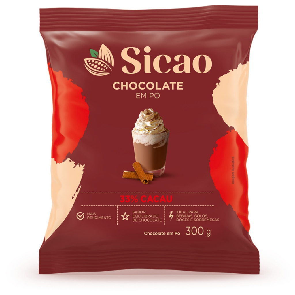 Chocolate em Pó 33% Cacau 300g Sicao Confeitaria Profissional em Oferta na Shopee