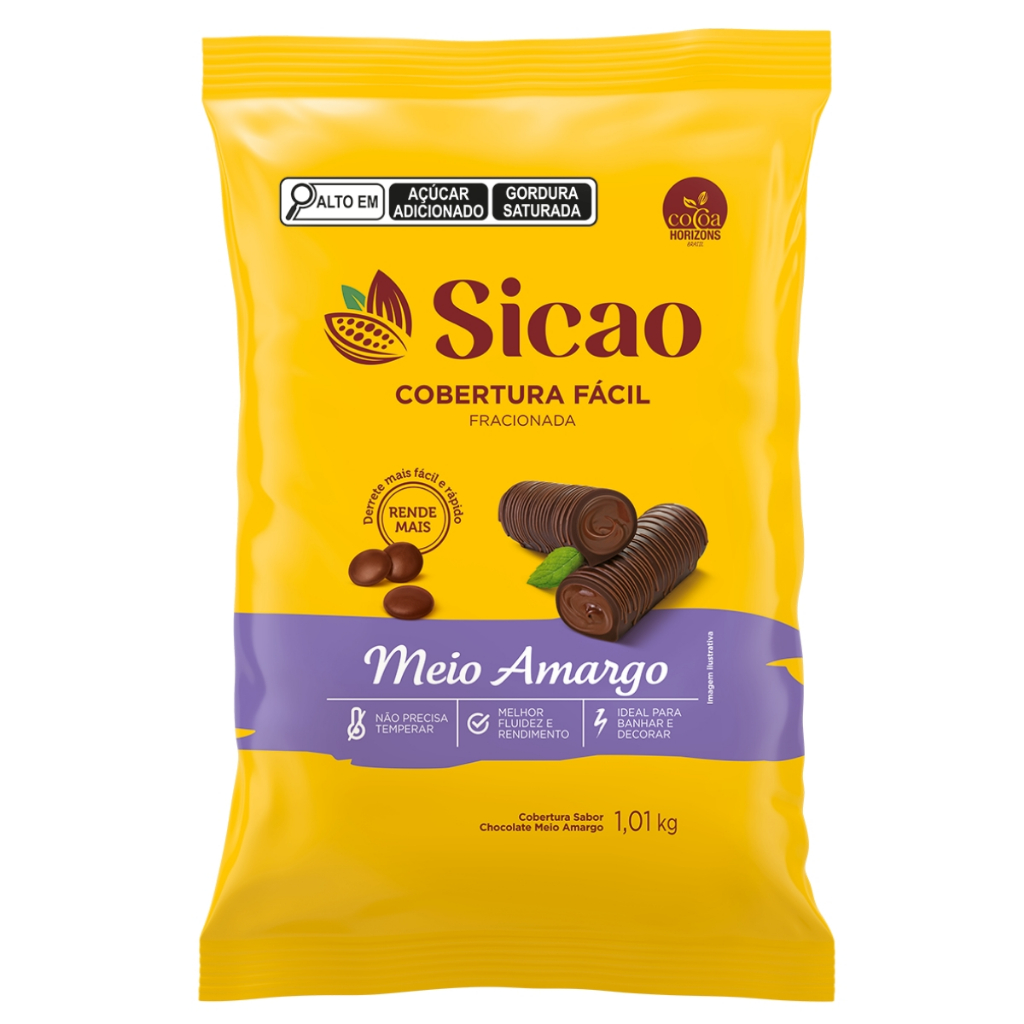 Gotas Chocolate Cobertura Fácil Meio Amargo 1,01kg Sicao em Oferta na Shopee