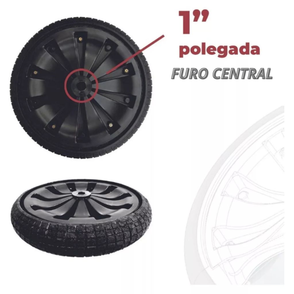 Pneu Maciço Carrinho de Mão não Fura 1 Polegada