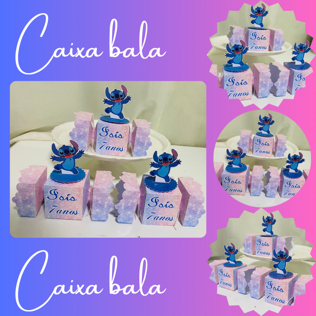 KIT FESTA - 40 LEMBRANCINHA PERSONALIZADA - STITCH - PAPELARIA PERSONALIZADA - PEGUE E MONTE - FESTA