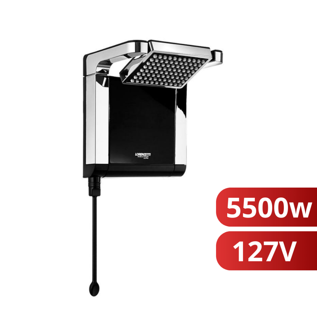 Ducha Chuveiro Eletrônico Acqua Star Ultra Preto Cromado 127v 5500w Lorenzetti