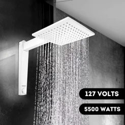 Chuveiro Ducha Acqua Century Eletrônico Branco Quadrado 127v 5500w Lorenzetti Moderno Luxo