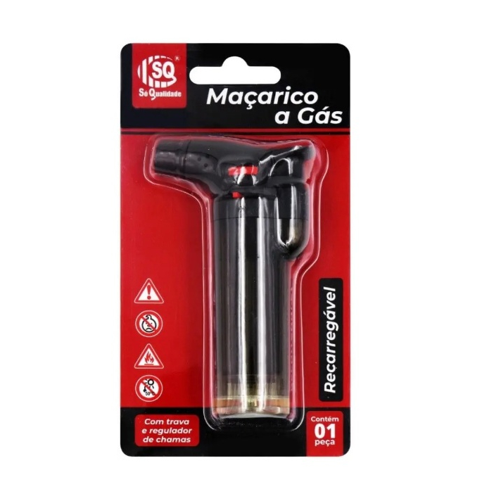 Maçarico a Gás Recarregável Portátil Com Regulador de Chamas