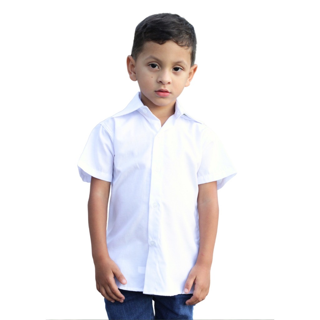 Camisa social branca infantil e juvenil manga curta do tamanho 1 ao 16 para meninos