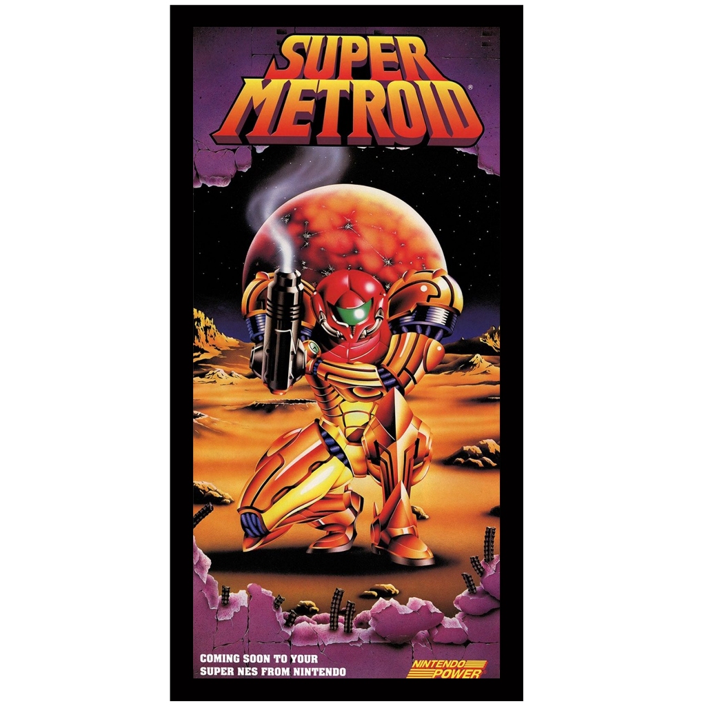 Quadro Decorativo Poster Super Metroid Nintendo Snes 33x60cm