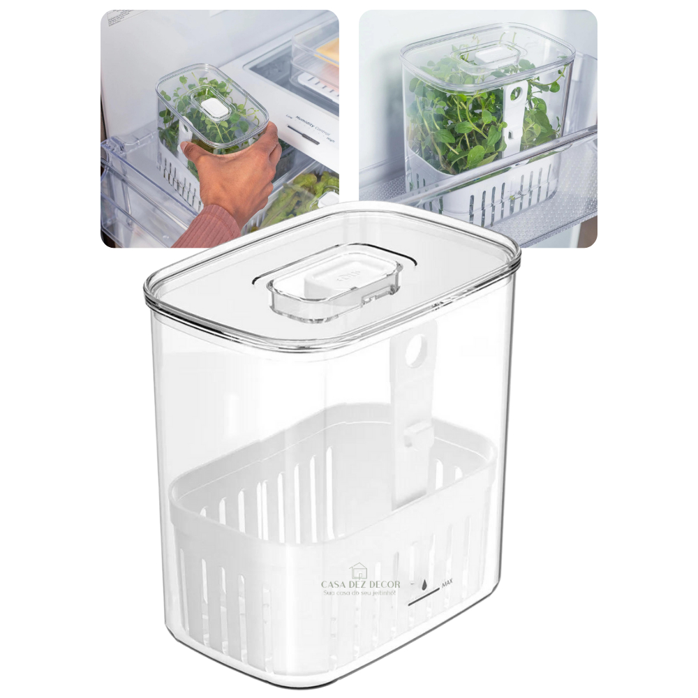 Organizador Porta Temperos Geladeira Clear Fresh 1,5L OU Armazenamento de Alimentos Ervas Frescas em Oferta na Shopee
