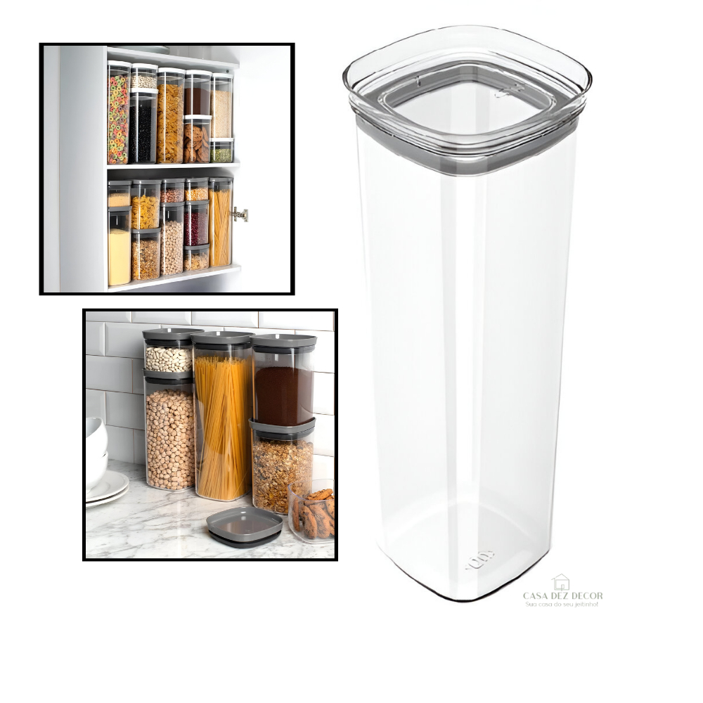 Organizador Hermético Porta Alimentos Biscoitos Mantimentos Block Cozinha Natural Com tampa 1l Ou em Oferta na Shopee