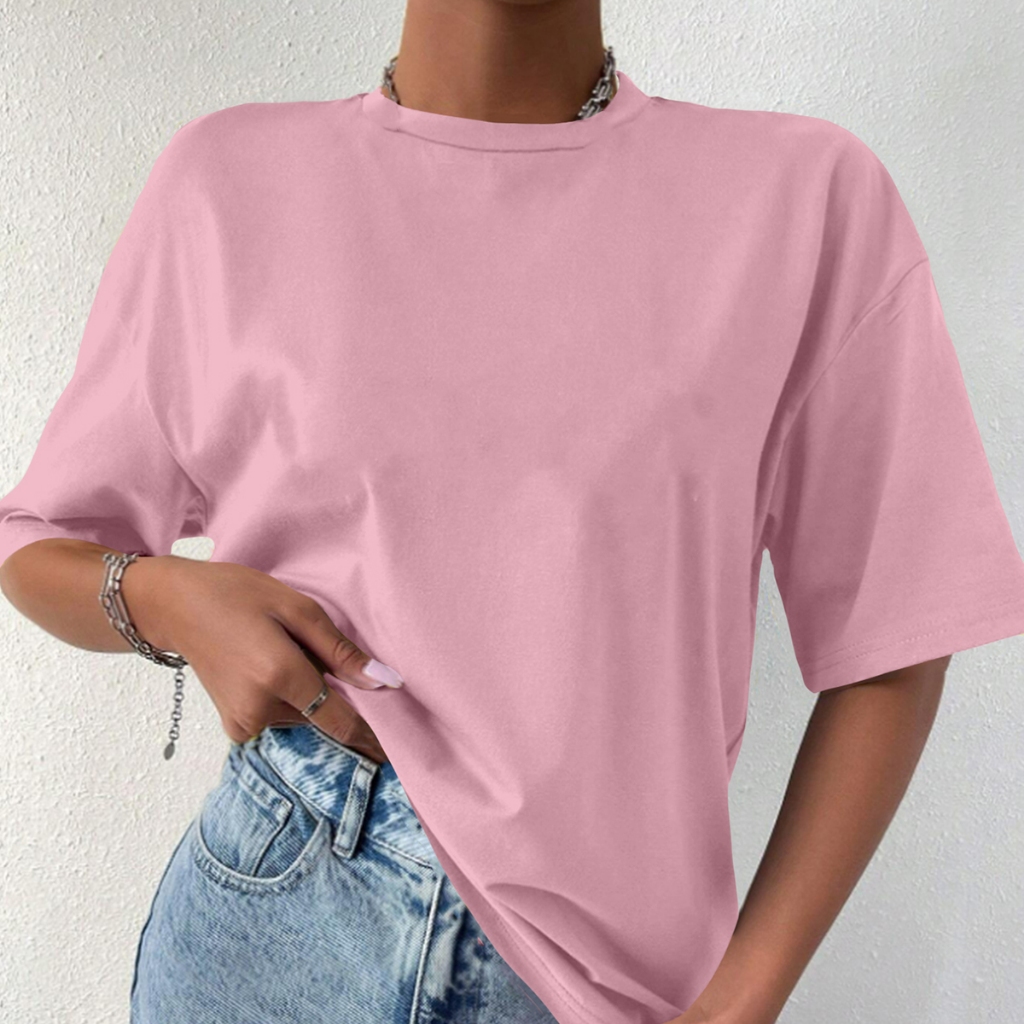 Camiseta Casual Aesthetic Feminina Oversized Despojada Estilosa Old School Confortável Moderna Lisa