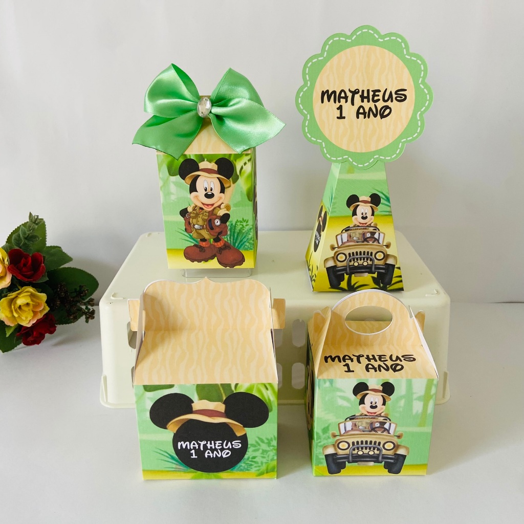 Personalizados Mickey safari pegue e monte/lembrancinhas /caixinhas para a aniversário