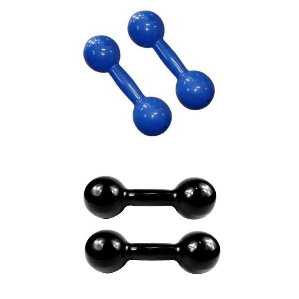 Combo Halteres Profissionais Azul 3 Kg + Halteres Preto 4 Kg (Em Pares)