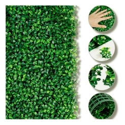 Kit de 12 Placas Buchinho Folhagem Artificial Grama Muro Verde 60x40 cm