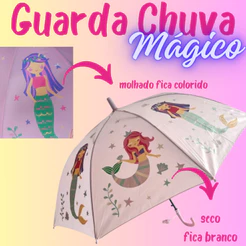 Guarda Chuva MÁGICO Automático Infantil (MUDA DE COR QUANDO MOLHA)