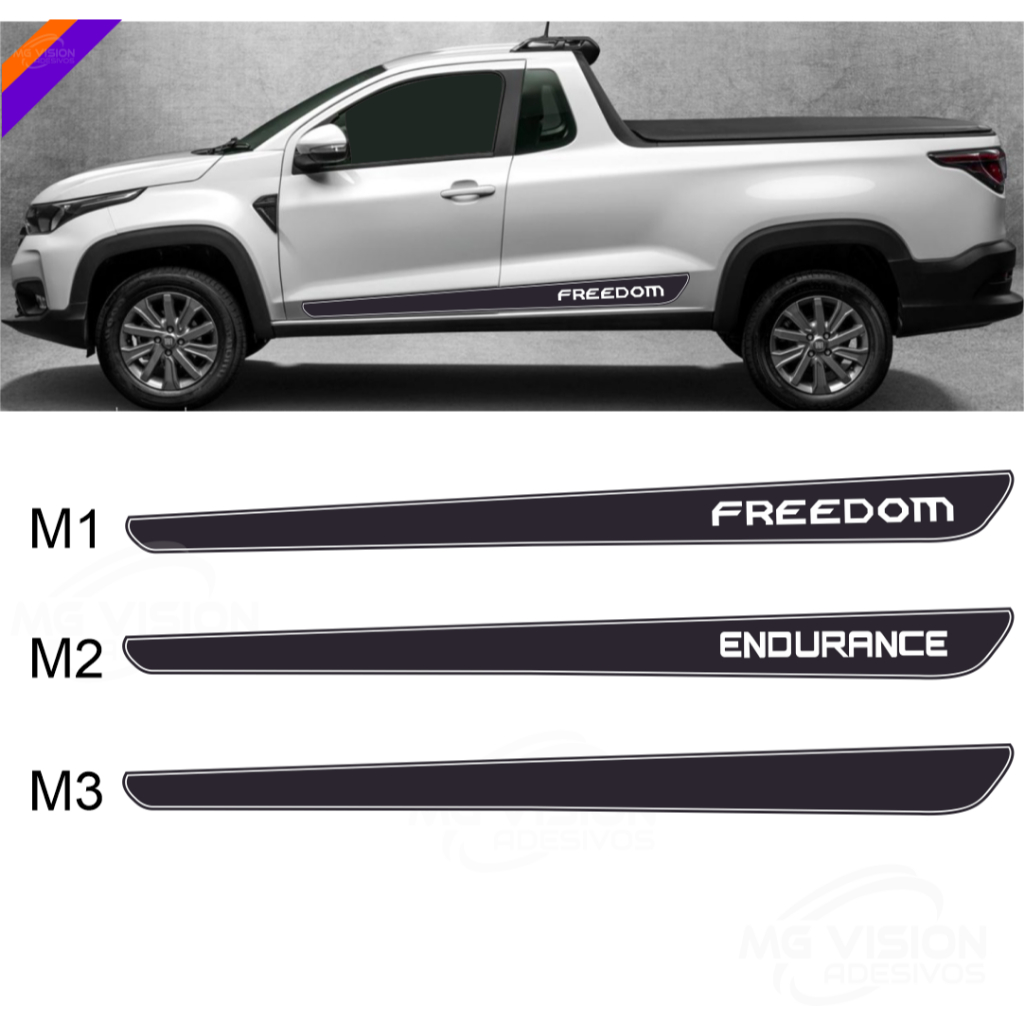 Adesivo faixa lateral Fiat strada freedom endurance até 2025 em Oferta na Shopee