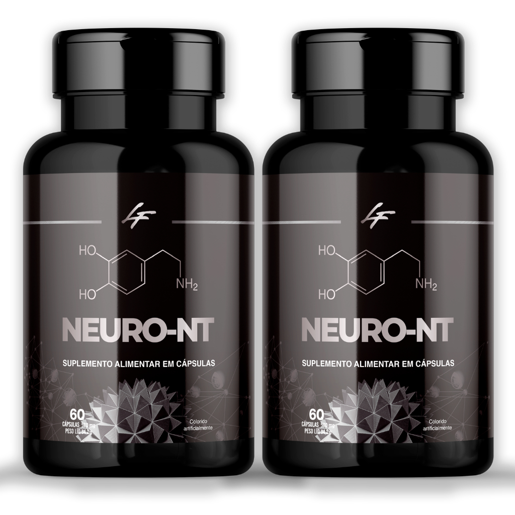 2 Potes Neuro NT Nootrópico Estimulante Memória Concentração 120 Cápsulas 500mg