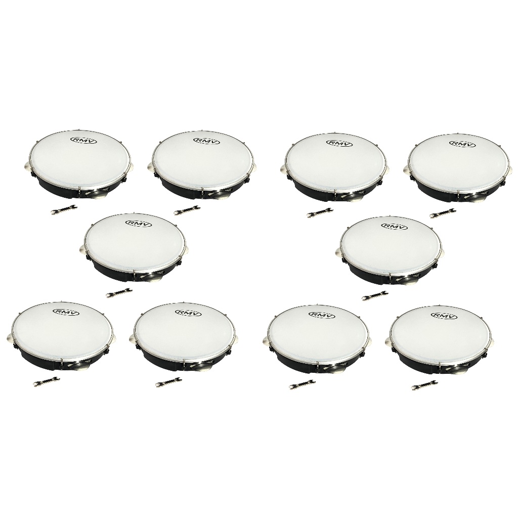 Kit 10 Pandeiros Rmv De 10 Polegadas Com Pele Leitosa