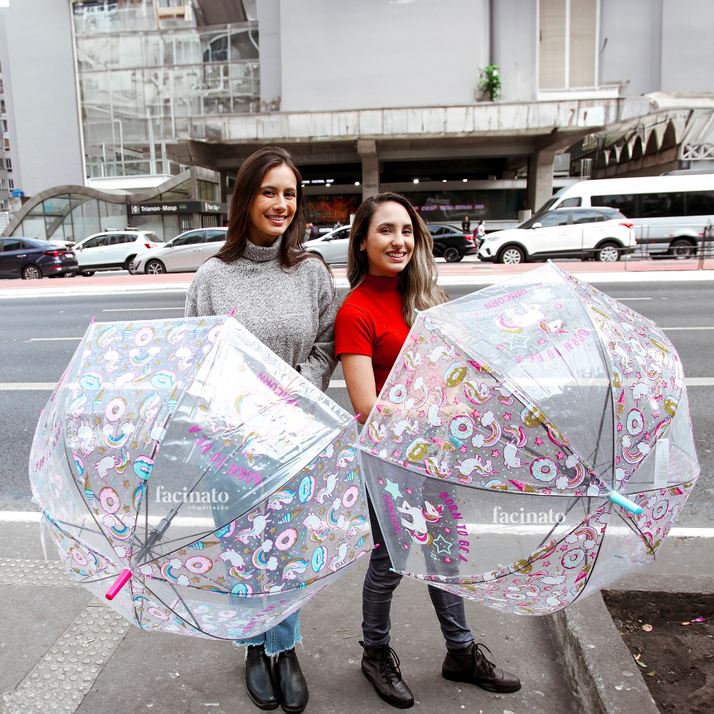 Guarda Chuva Infantil Transparente com Unicórnio Super Proteção Cores Sortida — imagem 2 de 2