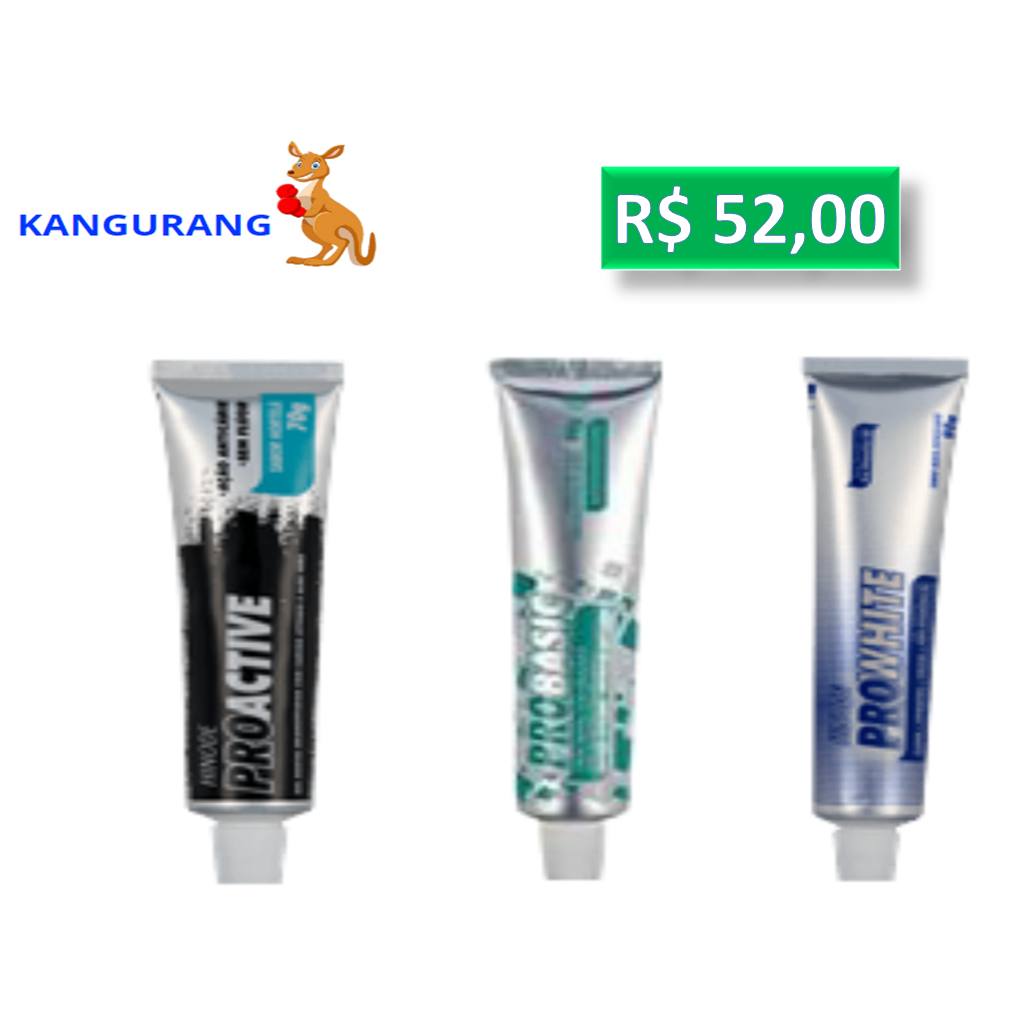 Gel Dental Pró Basic 90gr Gel Dental Clareador Pro White 90g Gel Dental com Carvão Ativado e Aloe Vera Proactive 70g