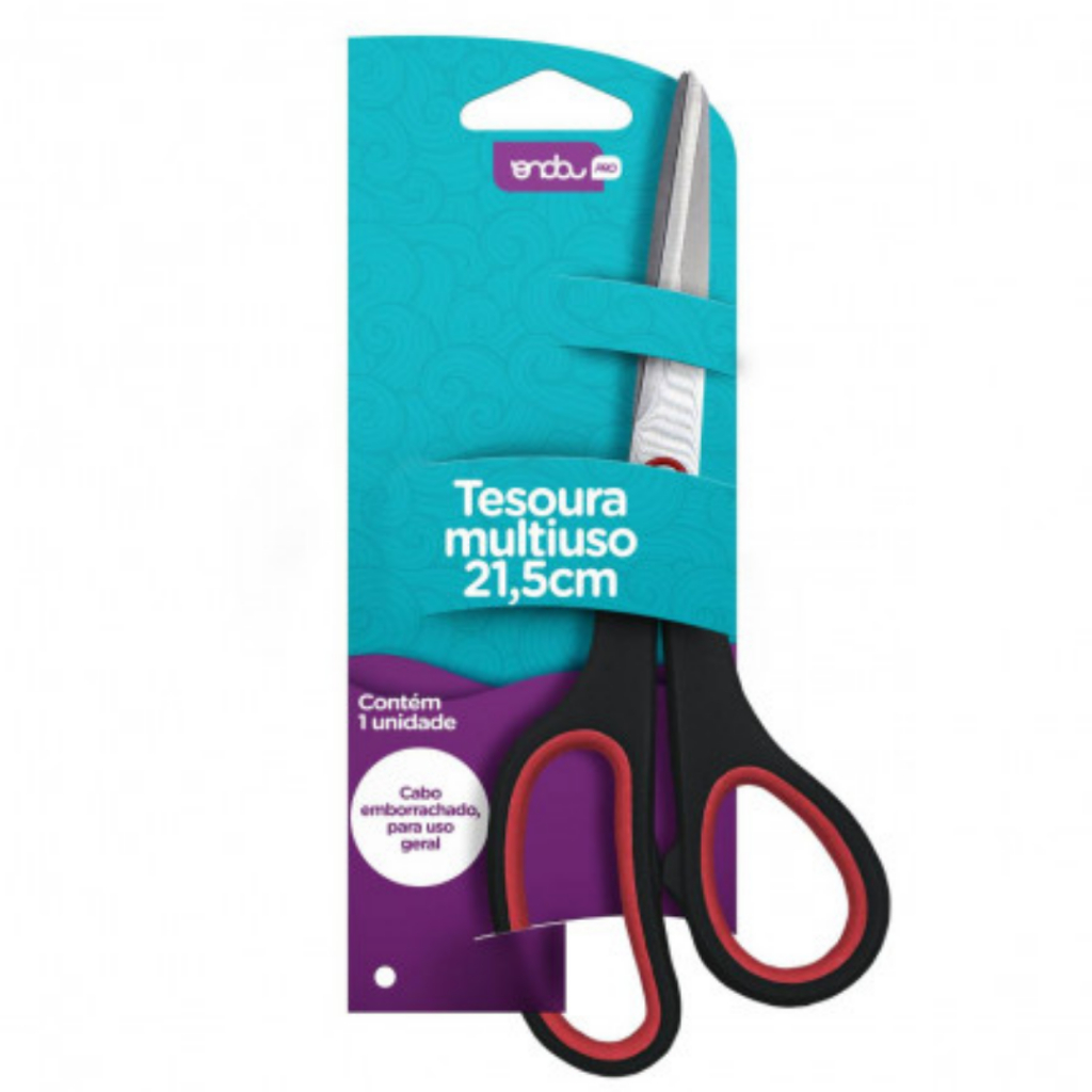 Tesoura Multiuso 21,5cm com Aço Inox e Cabo Emborrachado Onda Pro