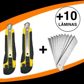 KIT COM 2 ESTILETES + 10 LAMINAS PROFISSIONAL ALTA QUALIDADE EMBORRACHADO 18MM C/LAMINA em Oferta na Shopee