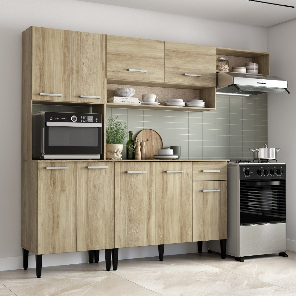 Armário Cozinha Compacta Arizona Smart Carvalho Carraro - Home & Living