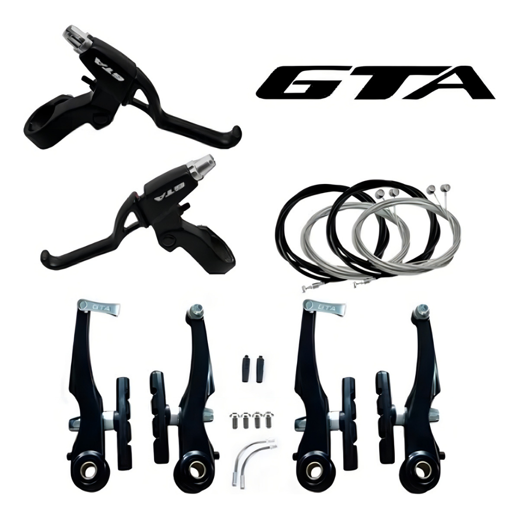 Kit Freio V-brake Para Bicicleta Bike Com Manete Alumínio E Cabos Completo GTA em Oferta na Shopee