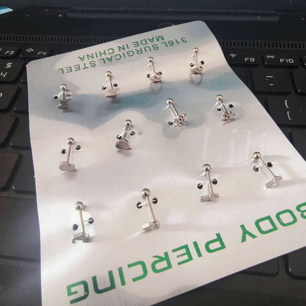 Kit 12 Piercing Sortidos Para Orelhas/ Tragus /Cartilagem
