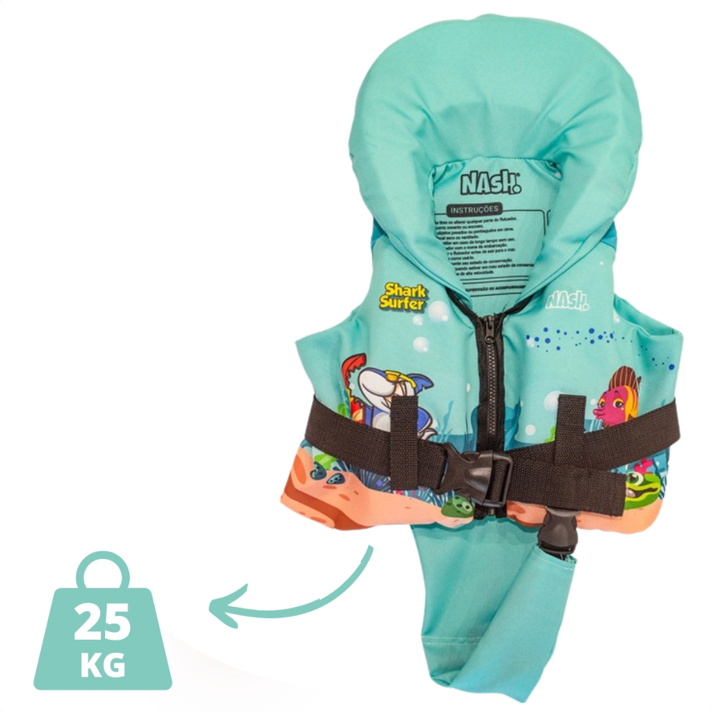 Colete Boia Infantil Salva Vidas Nash Personagens Proteção Pescoço 25kg