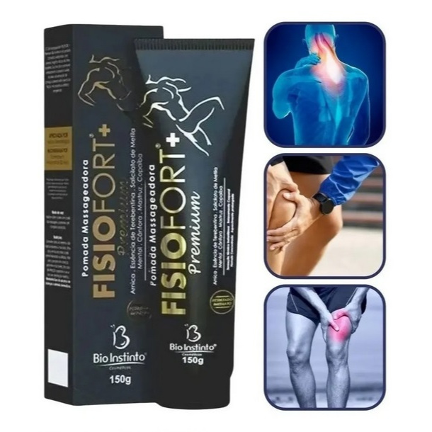 Fisiofort Premium Preta Pomada Massageadora 150g em Oferta na Shopee