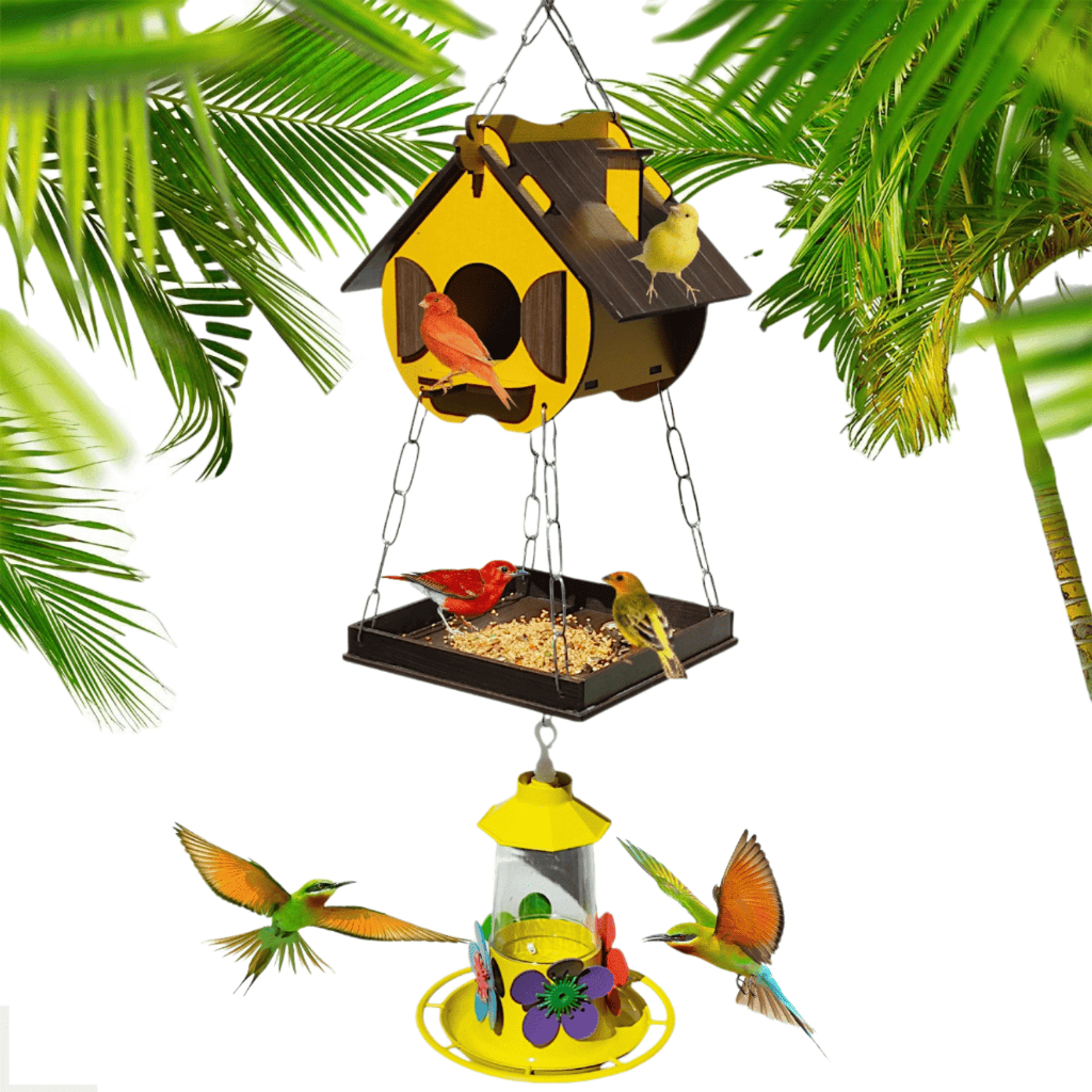 Comedouro Tratador Pássaros Livres Aves Silvestres + Bebedouro Beija-flor