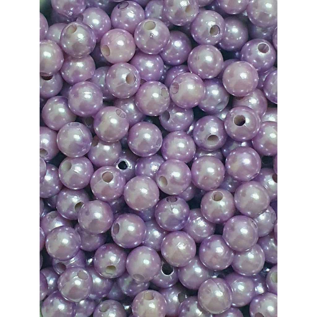Perola 8mm ABS Lilás Inteira Com Furo Passante 100 Unidades