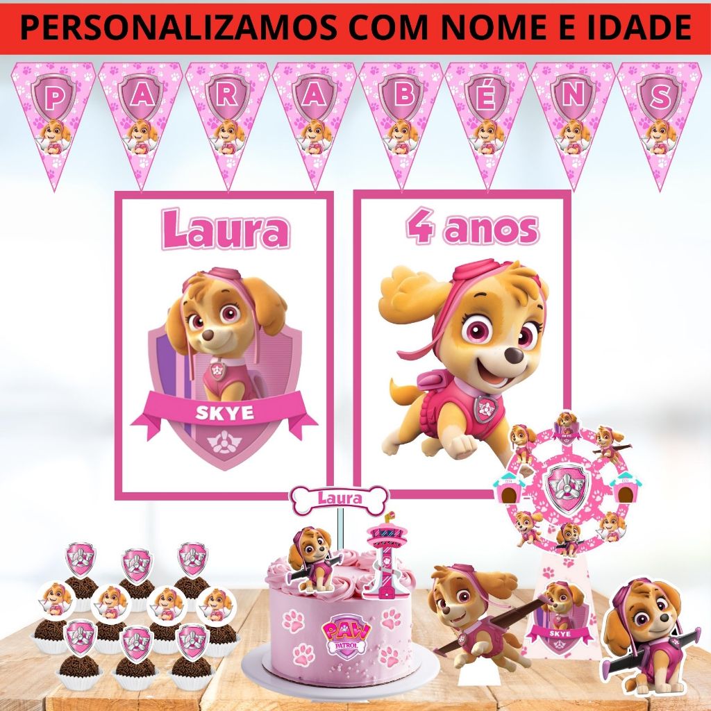 Kit Festa Só um Bolinho Decoração - Patrulha Canina Menina