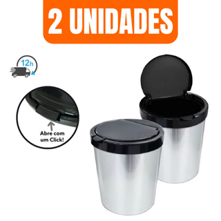 Kit 2 Lixeira Cesto De Lixo Inox 10 Litros 2 Unidades Com Tampa Lixo Escritório Cozinha em Oferta na Shopee
