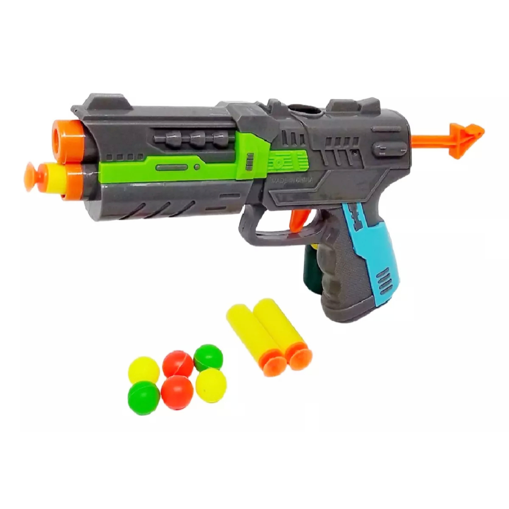 Brinquedo  Lançador Shoot Gun Soft Bullet Lança Dardos e bolinha Arma