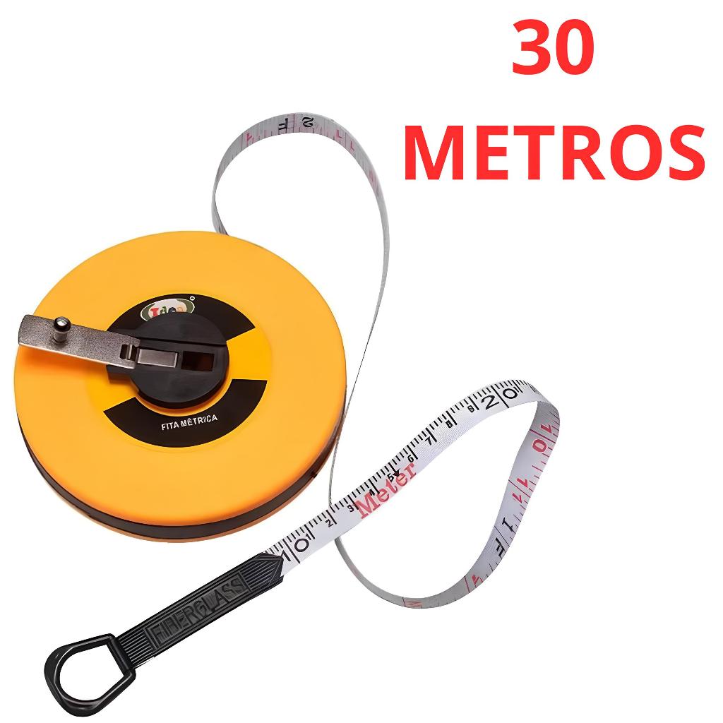 Fita Métrica Trena 30 Metros Fibra De Vidro Longa Tipo C/ Manivela em Oferta na Shopee