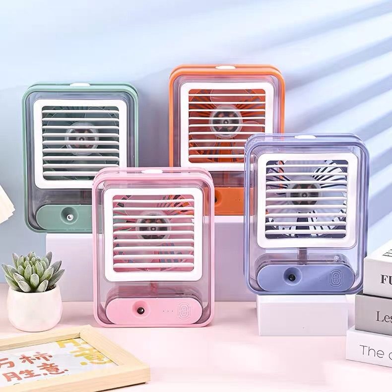 Mini Ventilador Portatil Umidificador Spray 3 Velocidades Touch USB com Luz Noturna RefrigeradorDeAr