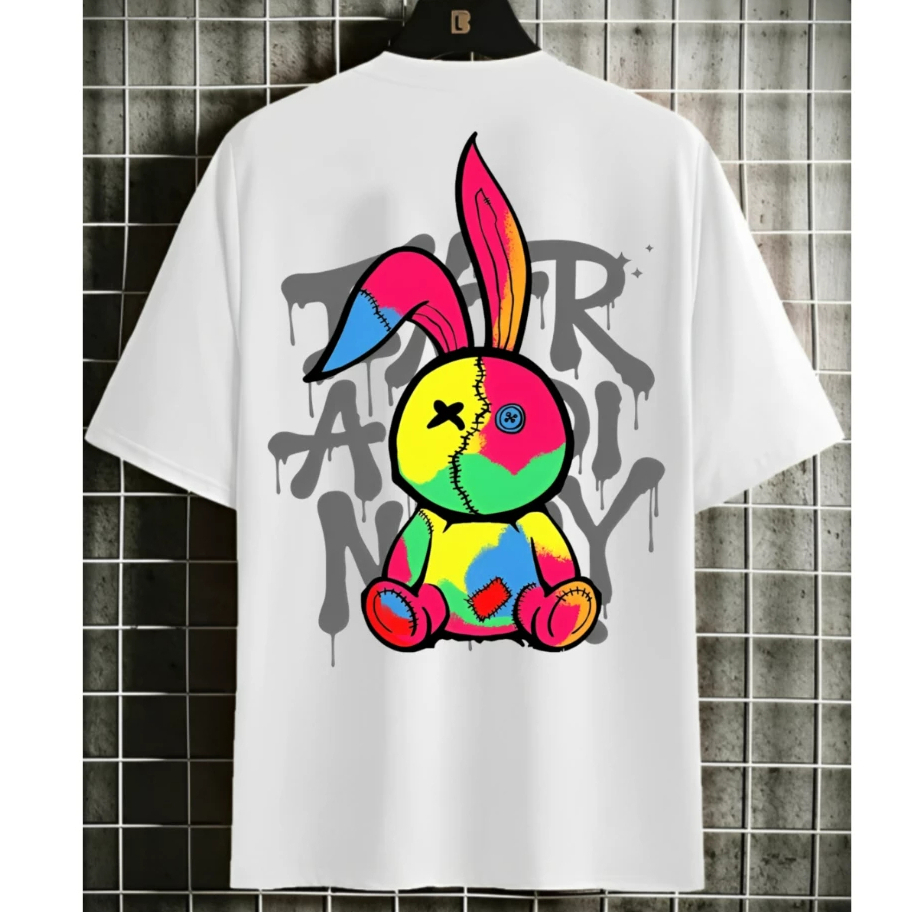 Camiseta Street Wear Unissex Blusa Tumblr Coelho Graffiti Over Fly T-shirt Masculina & Feminina Algodão 100%