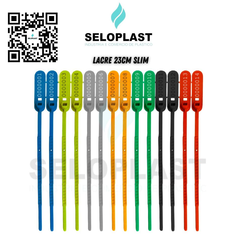 100 Lacres de Segurança 23cm Numerados (Modelo SLIM) - Uso: Malas de Viagem, Malotes, Caminhões.