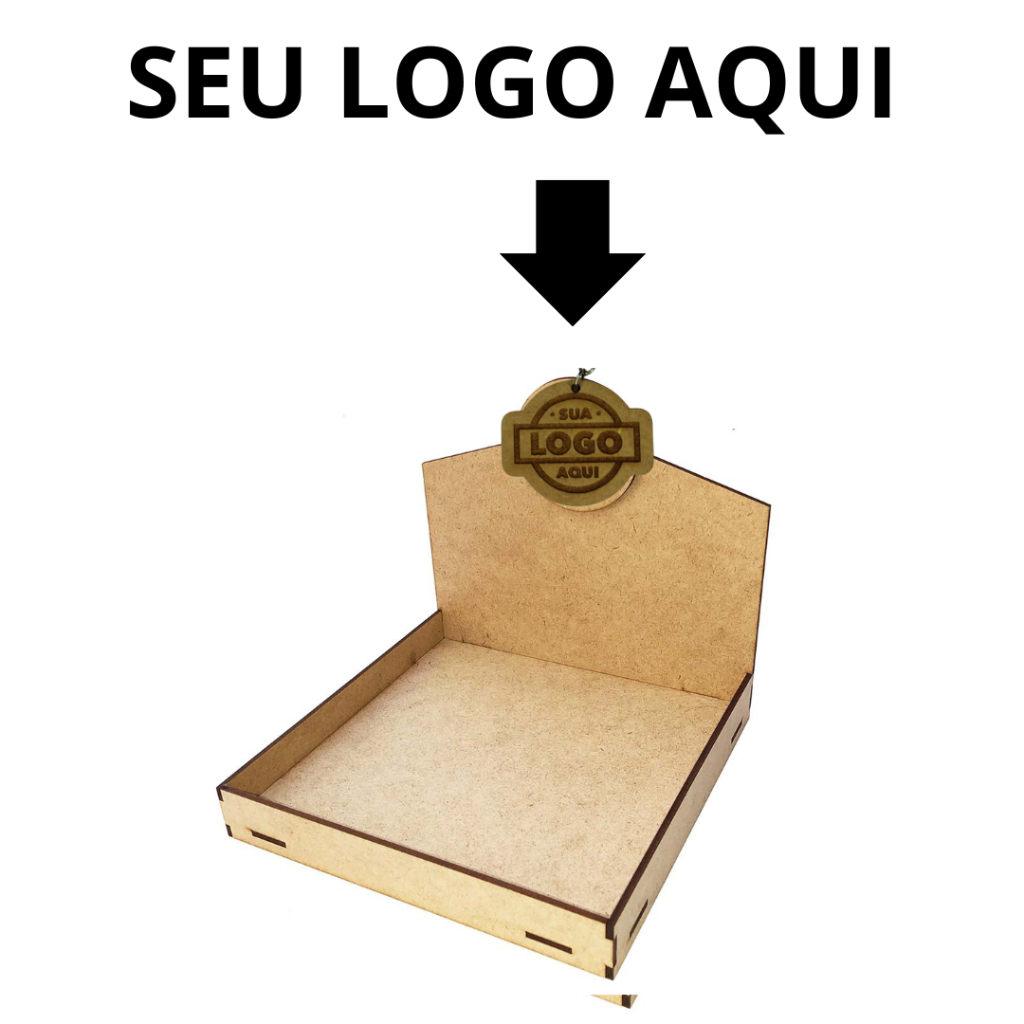 Kit com 5 Bandeja mdf display expositor personalizado logomarca com logo nome de balcão 20 x 20 cm para doce pote brownie palha alfajor amendoim organizador doces chocolates