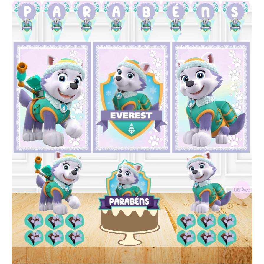 Kit só um bolinho Kit festa em casa EVEREST PATRULHA CANINA Kit personalizado para aniversário ou mesversário tema