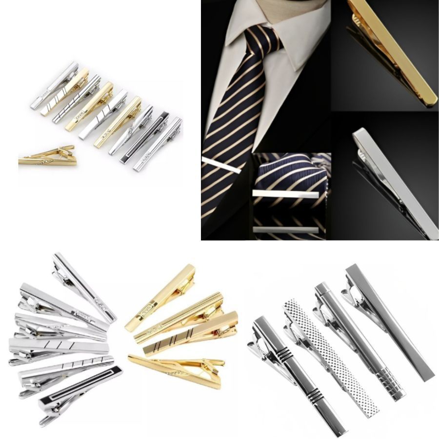 KIT-10 Prendedor de Gravata Prata e Dourado Metal De Alta Qualidade 4CM em Oferta na Shopee