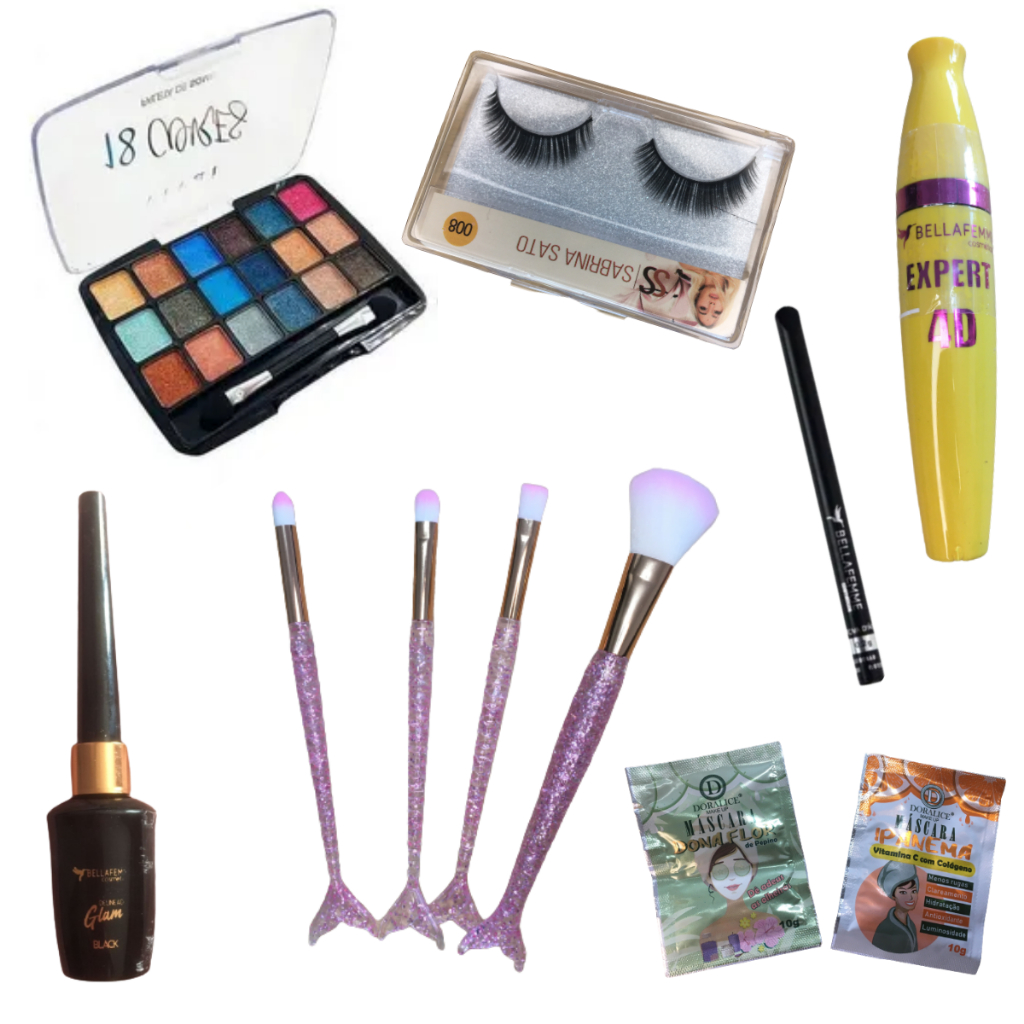 Kit maquiagem para os olhos rimel sombra pincel lapis + presente colorido skin
