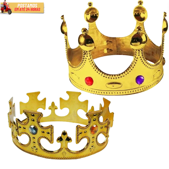 Coroa Dourada Rei E Rainha De Plástico Adulto E Infantil Carnaval Com Regulagem