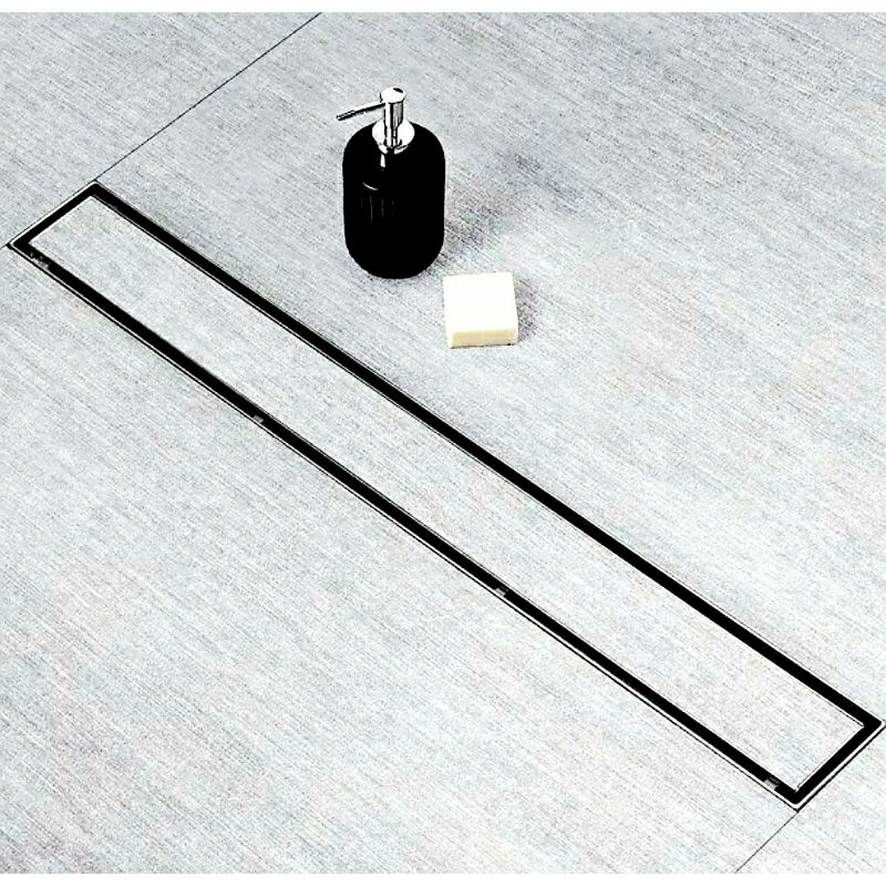 Ralo Linear Oculto 6x50cm Invisível Cola Piso Inox p/ Banheiro, Lavabo e Porcelanato