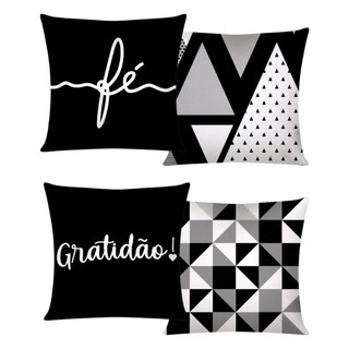 Kit c/ 4 Capas de Almofada Decorativas Modern Print 42x42 - Gratidão e Fé